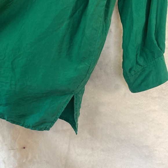Vintage 80’s Bonjour Green Long Sleeve 100% Silk Plus Size Blouse - Picture 10 of 15